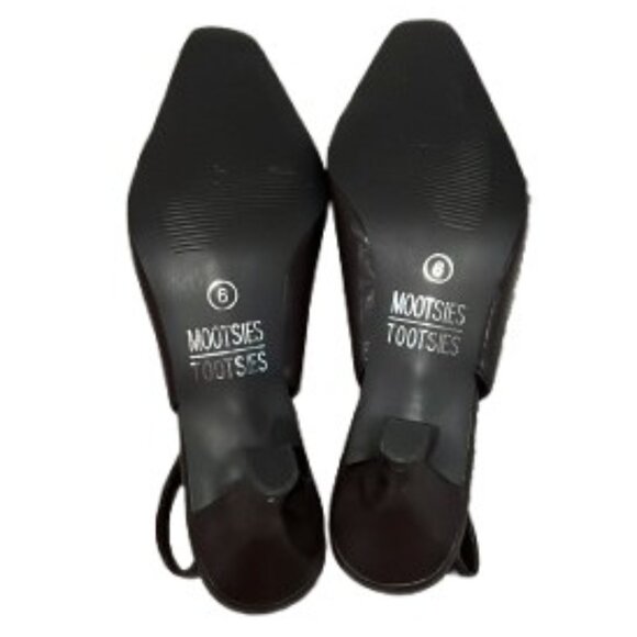 Mootsie Tootsie Brown Quilted Patent Leather Sling Back Heels Pumps NWOT - Picture 4 of 4